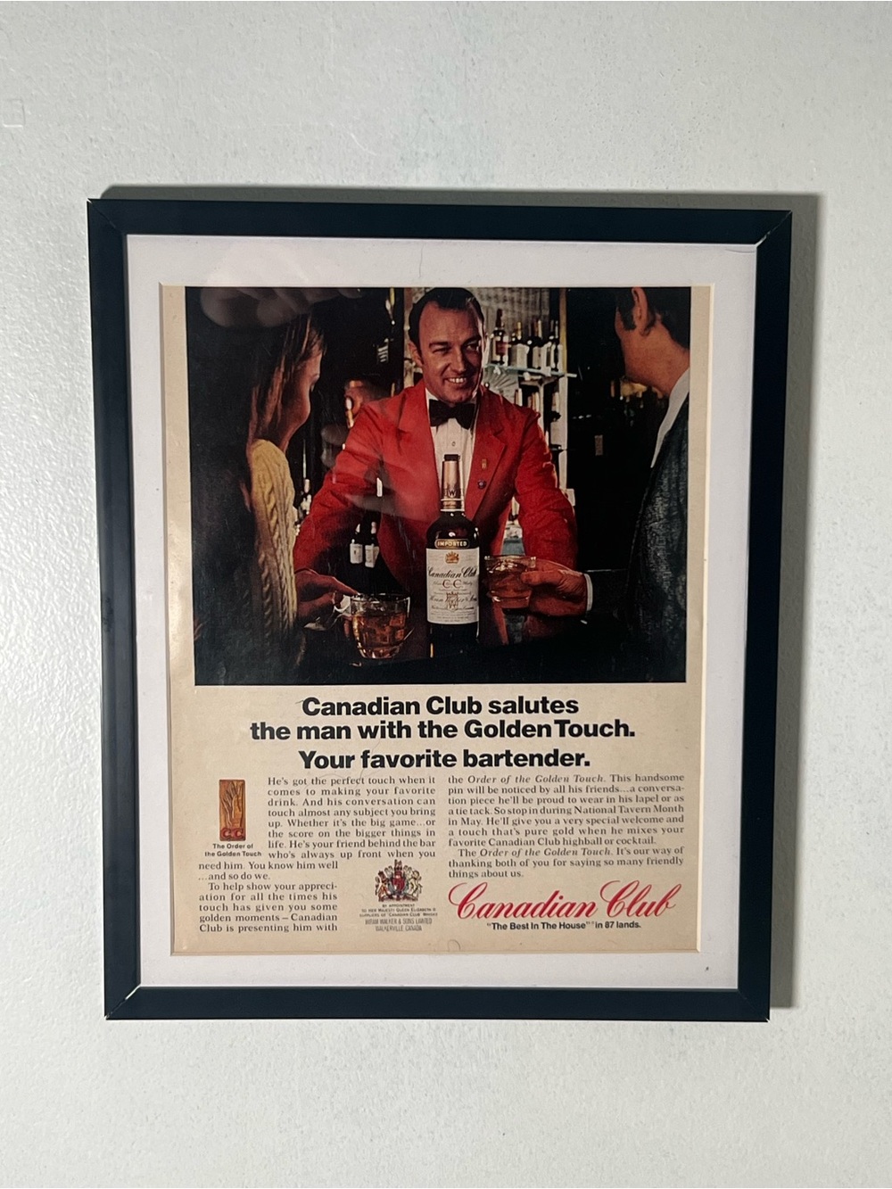 Vintage Canadian Club Alcohol Advertisement Framed Art Ad Home Decor